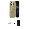 MARSİLYAN™- iPhone 11 Kılıf Eksen Çizgi - Siyah 6D Antistatik Mat Seramik Hayalet Nano Ekran Koruyucu + Renkli Kamera Lens Koruma Cam - TU