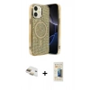 MARSİLYAN™- iPhone 11 Kılıf Eksen Çizgi - Siyah 6D Mat Seramik Hayalet Nano Ekran Koruyucu + Pers Alüminyum Kamera Lens - GD