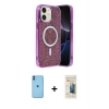 MARSİLYAN™- iPhone 11 Kılıf Eksen Çizgi - Siyah 6D Mat Seramik Hayalet Nano Ekran Koruyucu + Neon Fosforlu Kamera Lens - MI