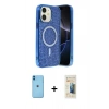 MARSİLYAN™- iPhone 11 Kılıf Eksen Çizgi - Siyah 6D Mat Seramik Hayalet Nano Ekran Koruyucu + Neon Fosforlu Kamera Lens - MI