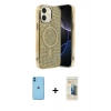 MARSİLYAN™- iPhone 11 Kılıf Eksen Çizgi - Siyah 6D Mat Seramik Hayalet Nano Ekran Koruyucu + Neon Fosforlu Kamera Lens - MI