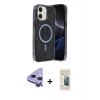 MARSİLYAN™- iPhone 11 Kılıf Eksen Çizgi - Siyah 6D Mat Seramik Hayalet Nano Ekran Koruyucu + Raze Metal Kamera Lens - MR
