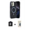 MARSİLYAN™- iPhone 11 Kılıf Eksen Çizgi - Siyah 6D Mat Seramik Hayalet Nano Ekran Koruyucu + PVD Metal Kamera Lens - SH