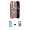 MARSİLYAN™- iPhone 11 Kılıf Eksen Çizgi - Siyah 6D Mat Seramik Hayalet Nano Ekran Koruyucu + Neon Fosforlu Kamera Lens - TU