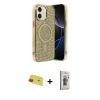 MARSİLYAN™- iPhone 11 Kılıf Eksen Çizgi - Siyah Bilvis 3D Cam Ekran Koruyucu + Rainbow Kamera Lens Koruma Cam - KI