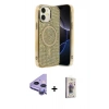 MARSİLYAN™- iPhone 11 Kılıf Eksen Çizgi - Siyah Bilvis 3D Cam Ekran Koruyucu + Raze Metal Kamera Lens - MR