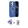MARSİLYAN™- iPhone 11 Kılıf Eksen Çizgi - Siyah Bilvis 3D Cam Ekran Koruyucu + Raze Metal Kamera Lens - MR