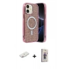 MARSİLYAN™- iPhone 11 Kılıf Eksen Çizgi - Siyah Bilvis 3D Cam Ekran Koruyucu + Renkli Kamera Lens Koruma Cam - PE