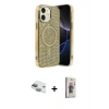 MARSİLYAN™- iPhone 11 Kılıf Eksen Çizgi - Siyah Bilvis 3D Cam Ekran Koruyucu + Pers Alüminyum Kamera Lens - YL
