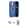 MARSİLYAN™- iPhone 11 Kılıf Eksen Çizgi - Siyah Bilvis 3D Cam Ekran Koruyucu + Pers Alüminyum Kamera Lens - YL