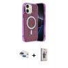 MARSİLYAN™- iPhone 11 Kılıf Eksen Çizgi - Siyah Bilvis 3D Cam Ekran Koruyucu + Pers Alüminyum Kamera Lens - LT