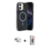 MARSİLYAN™- iPhone 11 Kılıf Eksen Çizgi - Siyah Bilvis 3D Cam Ekran Koruyucu + Pers Alüminyum Kamera Lens - YL