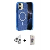 MARSİLYAN™- iPhone 11 Kılıf Eksen Çizgi - Siyah Bilvis 3D Cam Ekran Koruyucu + Raze Metal Kamera Lens - GS