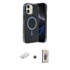 MARSİLYAN™- iPhone 11 Kılıf Eksen Çizgi - Siyah Bilvis 3D Cam Ekran Koruyucu + Renkli Kamera Lens Koruma Cam - SI
