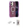 MARSİLYAN™- iPhone 11 Kılıf Eksen Çizgi - Siyah Bilvis 3D Cam Ekran Koruyucu + Renkli Kamera Lens Koruma Cam - SI