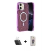 MARSİLYAN™- iPhone 11 Kılıf Eksen Çizgi - Siyah Bilvis 3D Cam Ekran Koruyucu + Kamera Lens Koruma Cam - SF
