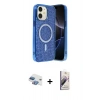 MARSİLYAN™- iPhone 11 Kılıf Eksen Çizgi - Siyah Bilvis 3D Mat Cam Ekran Koruyucu + Pers Alüminyum Kamera Lens - GI