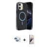 MARSİLYAN™- iPhone 11 Kılıf Eksen Çizgi - Siyah Bilvis 3D Mat Cam Ekran Koruyucu + Pers Alüminyum Kamera Lens - GI