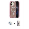 MARSİLYAN™- iPhone 11 Kılıf Eksen Çizgi - Siyah Bilvis 3D Mat Cam Ekran Koruyucu + Pers Alüminyum Kamera Lens - GI