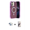 MARSİLYAN™- iPhone 11 Kılıf Eksen Çizgi - Siyah Bilvis 3D Mat Cam Ekran Koruyucu + Pers Alüminyum Kamera Lens - GI