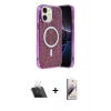 MARSİLYAN™- iPhone 11 Kılıf Eksen Çizgi - Siyah Bilvis 3D Mat Cam Ekran Koruyucu + Kamera Lens Koruma Cam - SF
