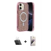 MARSİLYAN™- iPhone 11 Kılıf Eksen Çizgi - Siyah Bilvis 3D Mat Cam Ekran Koruyucu + Kamera Lens Koruma Cam - SF
