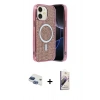 MARSİLYAN™- iPhone 11 Kılıf Eksen Çizgi - Siyah Bilvis 3D Mat Cam Ekran Koruyucu + Lacivert Pers Alüminyum Kamera Lens