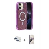 MARSİLYAN™- iPhone 11 Kılıf Eksen Çizgi - Siyah Bilvis 3D Mat Cam Ekran Koruyucu + Lacivert Pers Alüminyum Kamera Lens