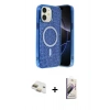 MARSİLYAN™- iPhone 11 Kılıf Eksen Çizgi - Siyah Bilvis 3D Mat Cam Ekran Koruyucu + Pers Alüminyum Kamera Lens - GD