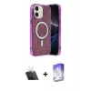 MARSİLYAN™- iPhone 11 Kılıf Eksen Çizgi - Siyah Bilvis 5in1 3D Magic Cam Ekran Koruyucu + Kamera Lens Koruma Cam - SF