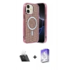 MARSİLYAN™- iPhone 11 Kılıf Eksen Çizgi - Siyah Bilvis 5in1 3D Magic Cam Ekran Koruyucu + Kamera Lens Koruma Cam - SF