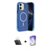 MARSİLYAN™- iPhone 11 Kılıf Eksen Çizgi - Siyah Bilvis 5in1 3D Magic Cam Ekran Koruyucu + Kamera Lens Koruma Cam - SF
