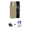 MARSİLYAN™- iPhone 11 Kılıf Eksen Çizgi - Siyah Bilvis 5in1 3D Magic Cam Ekran Koruyucu + Kamera Lens Koruma Cam - SF