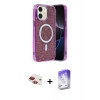MARSİLYAN™- iPhone 11 Kılıf Eksen Çizgi - Siyah Bilvis 5in1 3D Magic Cam Ekran Koruyucu + Kırmızı Pers Alüminyum Kamera Lens