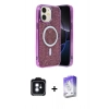 MARSİLYAN™- iPhone 11 Kılıf Eksen Çizgi - Siyah Bilvis 5in1 3D Magic Cam Ekran Koruyucu + PVD Metal Kamera Lens - MI