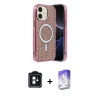 MARSİLYAN™- iPhone 11 Kılıf Eksen Çizgi - Siyah Bilvis 5in1 3D Magic Cam Ekran Koruyucu + PVD Metal Kamera Lens - MI