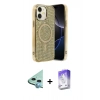 MARSİLYAN™- iPhone 11 Kılıf Eksen Çizgi - Siyah Bilvis 5in1 3D Magic Cam Ekran Koruyucu + Raze Metal Kamera Lens - MI