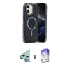 MARSİLYAN™- iPhone 11 Kılıf Eksen Çizgi - Siyah Bilvis 5in1 3D Magic Cam Ekran Koruyucu + Raze Metal Kamera Lens - MI