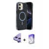 MARSİLYAN™- iPhone 11 Kılıf Eksen Çizgi - Siyah Bilvis 5in1 3D Magic Cam Ekran Koruyucu + Raze Metal Kamera Lens - MR