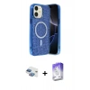 MARSİLYAN™- iPhone 11 Kılıf Eksen Çizgi - Siyah Bilvis 5in1 3D Magic Cam Ekran Koruyucu + Pers Alüminyum Kamera Lens - GI