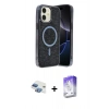 MARSİLYAN™- iPhone 11 Kılıf Eksen Çizgi - Siyah Bilvis 5in1 3D Magic Cam Ekran Koruyucu + Pers Alüminyum Kamera Lens - GI