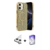MARSİLYAN™- iPhone 11 Kılıf Eksen Çizgi - Siyah Bilvis 5in1 3D Magic Cam Ekran Koruyucu + Raze Metal Kamera Lens - GS