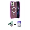 MARSİLYAN™- iPhone 11 Kılıf Eksen Çizgi - Siyah Bilvis 5in1 3D Magic Cam Ekran Koruyucu + Raze Metal Kamera Lens - KI