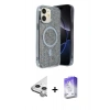 MARSİLYAN™- iPhone 11 Kılıf Eksen Çizgi - Siyah Bilvis 5in1 3D Magic Cam Ekran Koruyucu + Raze Metal Kamera Lens - GS