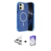 MARSİLYAN™- iPhone 11 Kılıf Eksen Çizgi - Siyah Bilvis 5in1 3D Magic Cam Ekran Koruyucu + Raze Metal Kamera Lens - GS