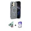 MARSİLYAN™- iPhone 11 Kılıf Eksen Çizgi - Siyah Bilvis 5in1 3D Magic Cam Ekran Koruyucu + Raze Metal Kamera Lens - KI