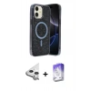 MARSİLYAN™- iPhone 11 Kılıf Eksen Çizgi - Siyah Bilvis 5in1 3D Magic Cam Ekran Koruyucu + Raze Metal Kamera Lens - GS