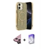 MARSİLYAN™- iPhone 11 Kılıf Eksen Çizgi - Siyah Bilvis 5in1 3D Magic Cam Ekran Koruyucu + Raze Metal Kamera Lens - SH