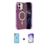 MARSİLYAN™- iPhone 11 Kılıf Eksen Çizgi - Siyah Bilvis 5in1 3D Magic Cam Ekran Koruyucu + Yeşil Neon Fosforlu Kamera Lens