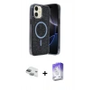 MARSİLYAN™- iPhone 11 Kılıf Eksen Çizgi - Siyah Bilvis 5in1 3D Magic Cam Ekran Koruyucu + Pers Alüminyum Kamera Lens - YL